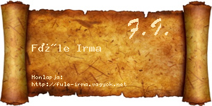 Füle Irma névjegykártya